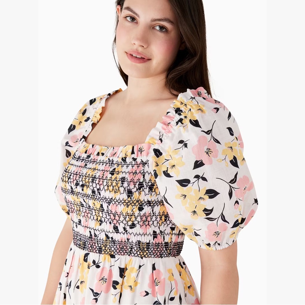 kate spade Lily Blooms Smocked Midi Dress size small